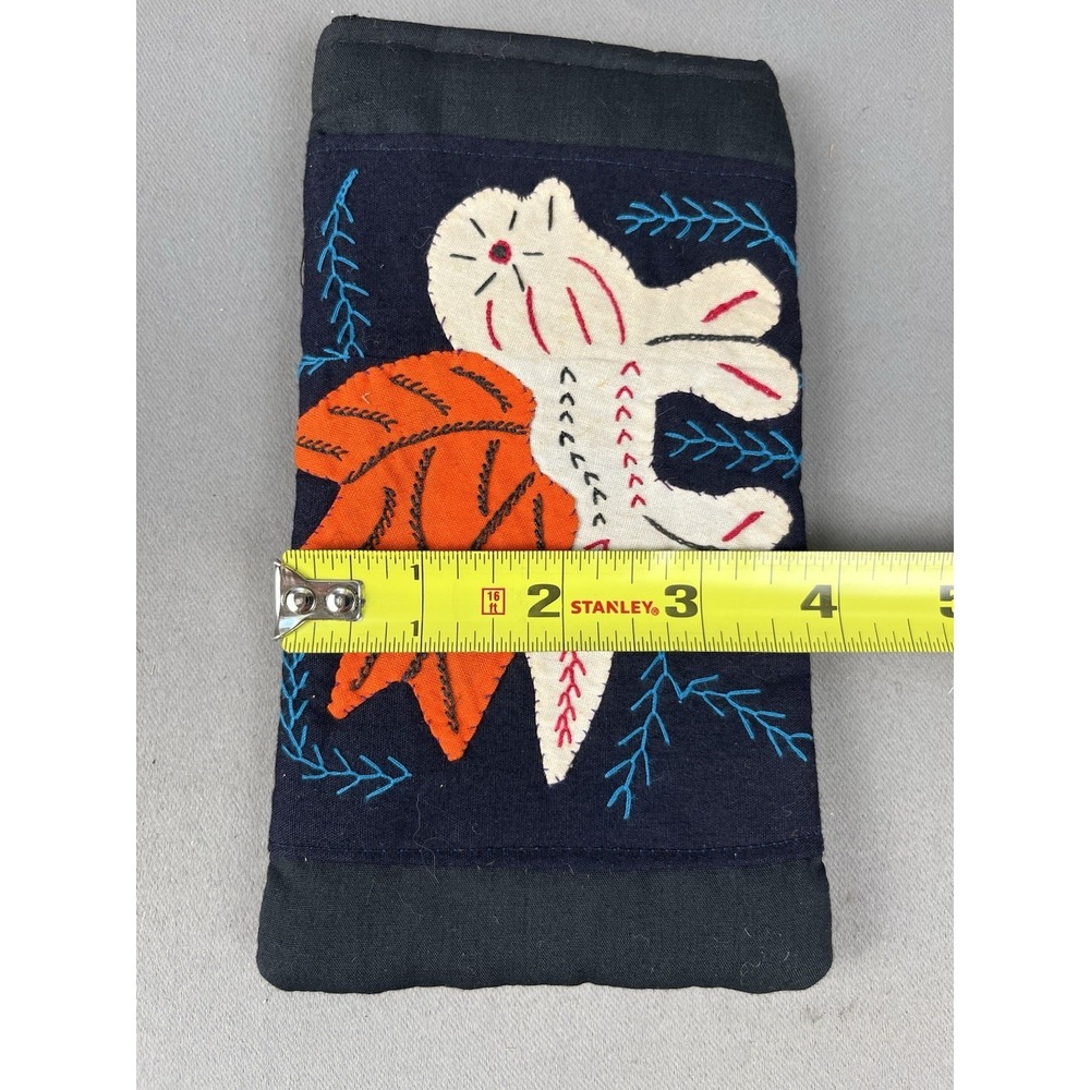 Vintage Kuna Mola Textile Pouch Bird Panama Folk Art Phone Glasses Pocket - Picture 10 of 11